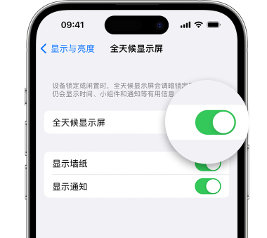 崇左苹果15预约维修分享iPhone15如何设置全天候显示屏幕可见 